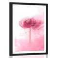 POSTER MIT PASSEPARTOUT ROSA BLUME IM INTERESSANTEN DESIGN - BLUMEN - POSTER