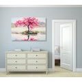 CANVAS PRINT ORIENTAL CHERRY IN PINK DESIGN - PICTURES OF NATURE AND LANDSCAPE - PICTURES