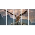 5-PIECE CANVAS PRINT EAGLE WITH SPREAD WINGS OVER THE MOUNTAINS - PICTURES OF ANIMALS - PICTURES