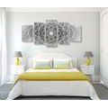 5-PIECE CANVAS PRINT ORIENTAL MANDALA IN BLACK AND WHITE - BLACK AND WHITE PICTURES - PICTURES