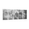 5-PIECE CANVAS PRINT MOUNTAINS IN THE FOG IN BLACK AND WHITE - BLACK AND WHITE PICTURES - PICTURES