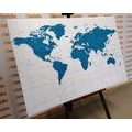 DECORATIVE PINBOARD POLITICAL MAP OF THE WORLD IN BLUE - PICTURES ON CORK - PICTURES