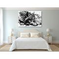 WANDBILD WOLF IN AQUARELL IN SCHWARZ-WEISS - BILDER TIERE - BILDER