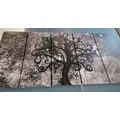 5-PIECE CANVAS PRINT BLACK AND WHITE TREE OF LIFE - BLACK AND WHITE PICTURES - PICTURES