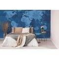 SELF ADHESIVE WALLPAPER RUSTIC WORLD MAP IN BLUE COLOR - SELF-ADHESIVE WALLPAPERS - WALLPAPERS