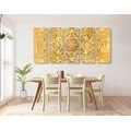 5-PIECE CANVAS PRINT GOLDEN ETHNIC MANDALA - PICTURES FENG SHUI - PICTURES