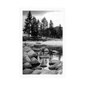 POSTER LAKE IN BEAUTIFUL NATURE IN BLACK AND WHITE - BLACK AND WHITE - POSTERS