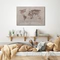 OBRAZ NA KORKU MAPA SVĚTA V ŠEDÉM PROVEDENÍ - PICTURES ON CORK - PICTURES