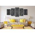 5-PIECE CANVAS PRINT MANDALA WITH AN ABSTRACT PATTERN IN BLACK AND WHITE - BLACK AND WHITE PICTURES - PICTURES