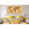 CANVAS PRINT RUSTIC WORLD MAP - PICTURES OF MAPS - PICTURES