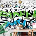 WALLPAPER CHEERFUL STREET ART INSCRIPTION WITH SPRAYS - WALLPAPERS STREET ART - WALLPAPERS