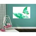 IMPRESSION SUR TOILE PLUME AVEC UN PAPILLON AU TON VERT - IMPRESSIONS SUR TOILE NATURE MORTE - IMPRESSION SUR TOILE