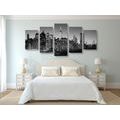 5-PIECE CANVAS PRINT CENTER OF NEW YORK CITY IN BLACK AND WHITE - BLACK AND WHITE PICTURES - PICTURES