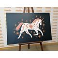 CANVAS PRINT FAIRY-TALE UNICORN WITH A FOLKLORE TOUCH - CHILDRENS PICTURES - PICTURES