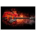 WANDBILD ELEKTRISCHE GITARRE IN FLAMMEN - MUSIKBILDER - BILDER
