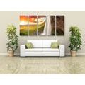 5-PIECE CANVAS PRINT MAJESTIC WATERFALL IN ICELAND - PICTURES OF NATURE AND LANDSCAPE - PICTURES