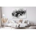 CANVAS PRINT HISTORIC RETRO CAR IN BLACK AND WHITE - BLACK AND WHITE PICTURES - PICTURES