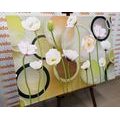 CANVAS PRINT WHITE POPPIES ON AN ABSTRACT BACKGROUND - PICTURES FLOWERS - PICTURES