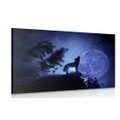 CANVAS PRINT WOLF IN THE FULL MOON - PICTURES OF ANIMALS - PICTURES