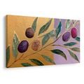 TABLEAU SUR TOILE – OLIVES VIOLETTES SUR UNE BRANCHE - TABLEAUX ARBRES ET FEUILLES - TABLEAUX