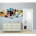 5-PIECE CANVAS PRINT UNIQUE GRAFFITI ART - POP ART PICTURES - PICTURES