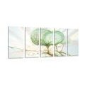 IMPRESSION SUR TOILE EN 5 PARTIES ARBRES PASTEL DE CONTE DE FÉES - IMPRESSIONS SUR TOILE ARBRES ET FEUILLES - IMPRESSION SUR TOILE