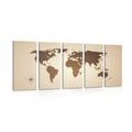 5 PART PICTURE MAP OF THE WORLD IN SHADES OF BROWN - PICTURES OF MAPS{% if kategorie.adresa_nazvy[0] != zbozi.kategorie.nazev %} - PICTURES{% endif %}