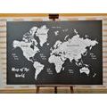 CANVAS PRINT BLACK AND WHITE UNIQUE WORLD MAP - PICTURES OF MAPS - PICTURES