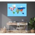 DECORATIVE PINBOARD WORLD MAP WITH FLAGS - PICTURES ON CORK - PICTURES