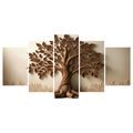 5-DÍLNÝ OBRAZ HNĚDÝ STROM ŽIVOTA - OBRAZY STROMY ŽIVOTA - OBRAZY