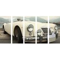 5-PIECE CANVAS PRINT WHITE LUXURY VINTAGE CAR - PICTURES CARS - PICTURES