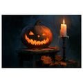 WANDBILD GRUSELKÜRBIS MIT KERZE - HALLOWEEN- UND HORROR-BILDER - BILDER