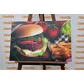 CANVAS PRINT HAMBURGER WITH FRIES - PICTURES OF FOOD AND DRINKS - PICTURES