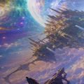 TABLEAU EN 5 PARTIES – ROYAUME CÉLESTE DANS LES NUAGES - IMAGES DE GALAXIE - TABLEAUX