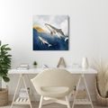 TABLEAU SUR TOILE – COUPLE DE BALEINES DANS L’OCÉAN BLEU - TABLEAUX DE BALEINE - TABLEAUX
