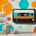 SELBSTKLEBENDE TAPETE RETRO-KASSETTE MIT BUNTEN KREISEN - MUSIK FOTOTAPETEN - TAPETEN