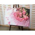 CANVAS PRINT BOUQUET OF PINK ROSES - STILL LIFE PICTURES{% if product.category.pathNames[0] != product.category.name %} - PICTURES{% endif %}