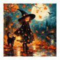 QUADRO SU TELA – GATTO NERO SOTTO LA LUNA PIENA - QUADRI HALLOWEEN E HORROR - STAMPE E QUADRI
