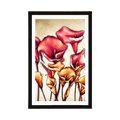 POSTER MIT PASSEPARTOUT ROTE CALLA-BLÜTEN - BLUMEN - POSTER