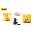 CANVAS PRINT SET FENG SHUI IN WHITE AND YELLOW DESIGN - SET OF PICTURES - PICTURES