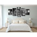 TABLEAU EN 5 PARTIES – MANDALA FASCINANT EN NOIR ET BLANC - TABLEAUX EN NOIR ET BLANC - TABLEAUX