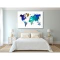 CANVAS PRINT COLORED MAP OF THE WORLD IN WATERCOLOR - PICTURES OF MAPS - PICTURES