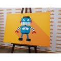 CANVAS PRINT CHEERFUL ROBOT - CHILDRENS PICTURES - PICTURES