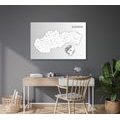 DECORATIVE PINBOARD BLACK AND WHITE MAP OF THE SLOVAK REPUBLIC - PICTURES ON CORK - PICTURES