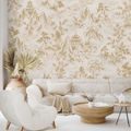 ZELFKLEVEND FOTOBEHANG BEIGE-GOUDEN OOSTERS LANDSCHAP MET PAGODES - FOTOBEHANG FENG SHUI - FOTOBEHANG