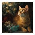 VÁNOČNÍ OBRAZ SVÁTEČNÍ CHVÍLE S KOČKOU - VÁNOČNÍ A ZIMNÍ OBRAZY - OBRAZY