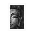 AFFICHE AVEC MONTURE LE VISAGE DE BOUDDHA EN NOIR ET BLANC - FENG SHUI - AFFICHES