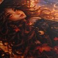 QUADRO SU TELA – STREGA INCANTATA CON ZUCCA - QUADRI HALLOWEEN E HORROR - STAMPE E QUADRI