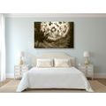 CANVAS PRINT BRIGHT MOON IN THE NIGHT SKY IN SEPIA - BLACK AND WHITE PICTURES - PICTURES