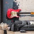 SELBSTKLEBENDE FOTOTAPETE ROTE E-GITARRE AUF ABSTRAKTEM HINTERGRUND - MUSIK FOTOTAPETEN - TAPETEN